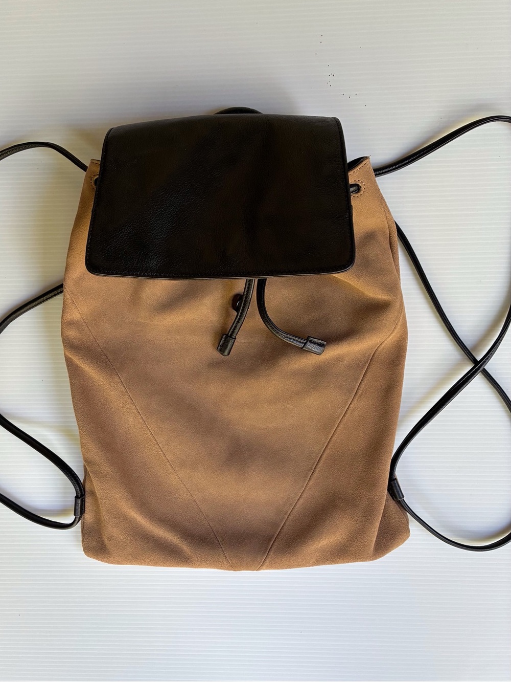 Christopher Kon Suede 2-Tone Leather Drawstring Backpack
